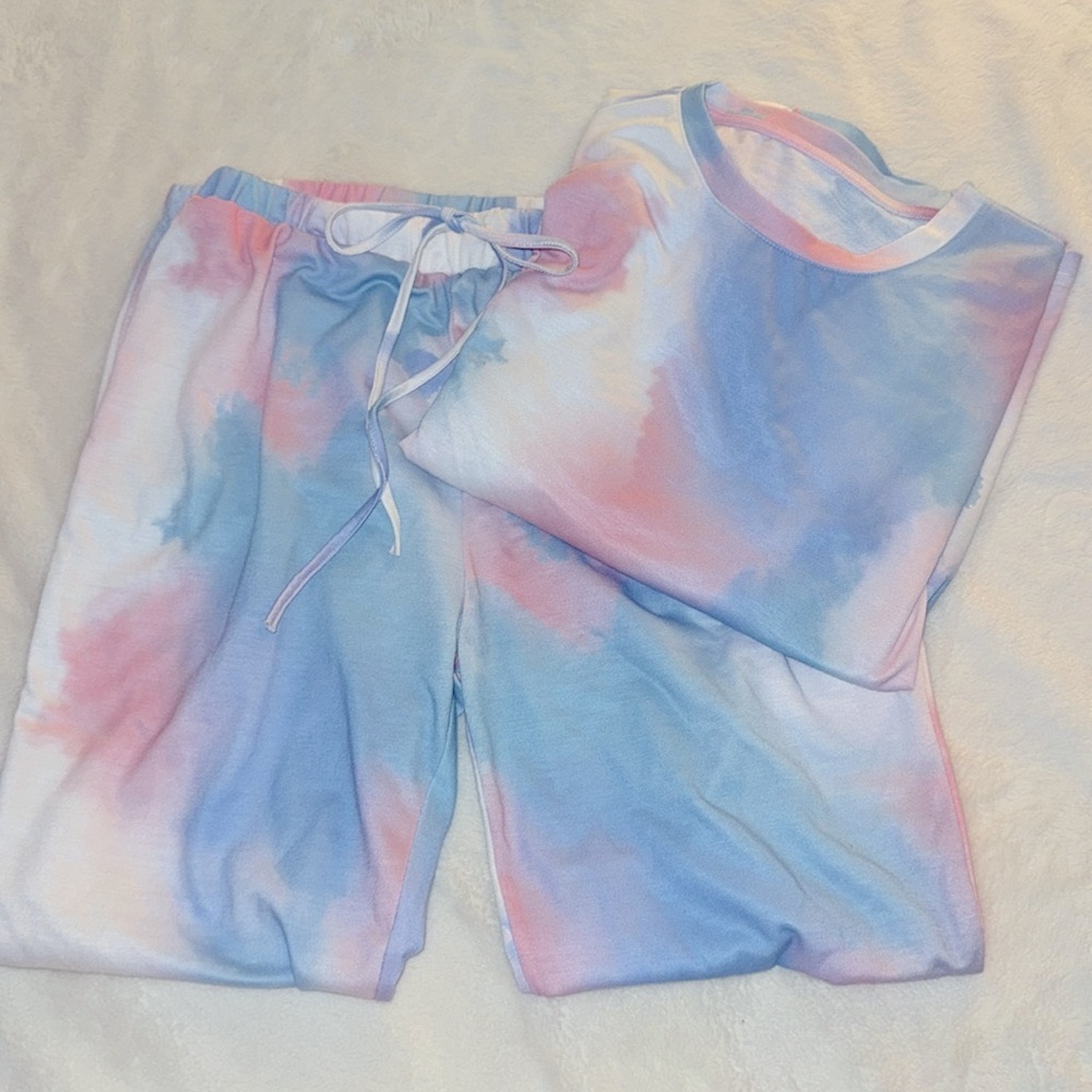 Women's Tie Dye Sweatsuit 2 Piece Set - Size: L